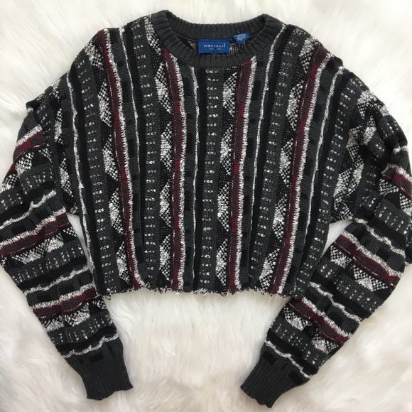 Vintage Sweaters - Cropped and Frayed Vintage Sweater